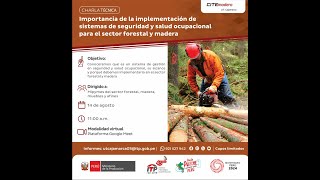 CHARLA TECNICA Importancia de sistemas de seguridad y salud ocupacional para forestal y madera [upl. by Ahtinak]