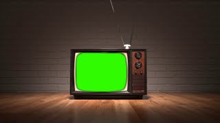 Old Vintage TV Green Screen Stock video Footage  No Copyright [upl. by Eecram]