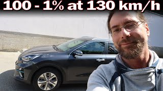 Kia eNiro  Full range test at 130 kmh [upl. by Enileve]