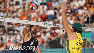 Italy cruises past Australia in mens beach volleyball match  Paris Olympics  NBC Sports [upl. by Lachus85]