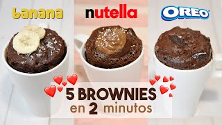 5 BROWNIES en MICROONDAS 🍫⭐  en 2 minutos [upl. by Allyn699]