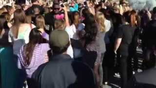 The X Factor Band Emblem 3 Girl Fans Go Crazy in Huntington Beach [upl. by Martinsen136]