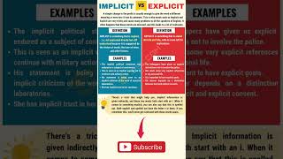 Learn English Vocabulary  Implicit vs Explicit english englishvocabulary vocabulary [upl. by Argent]