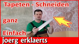 Tapezierschiene im Einsatz Tapeten schneiden ganz einfach erklärt Tapezieren Tutorial No 308 [upl. by Shiff]