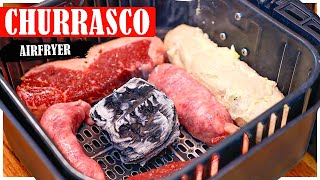 CHURRASCO COM CARVÃO NA AIR FRYER I UMA DELICIA E SUPER RÁPIDO I Receitas de Pai [upl. by Belanger]