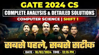 GATE 2024 CSE  Exam Analysis amp Detailed Solutions  Computer Science Engineering  10 Feb Shift 1 [upl. by Skeie507]