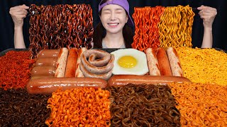 편의점 🔥 6가지 맛 라면 amp 소세지 먹방  Korean Convenience Store 6 flavors Ramyun amp Sausages Mukbang ASMR Ssoyoung [upl. by Sinnek]