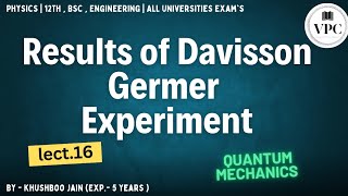 Results of Davisson Germer Experiment  lect16  quantum and spectroscopy bsc 12th [upl. by Sylera]