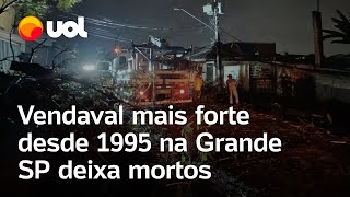 Chuva em São Paulo vendaval mais forte desde 1995 deixa mortos no estado [upl. by Eniger]