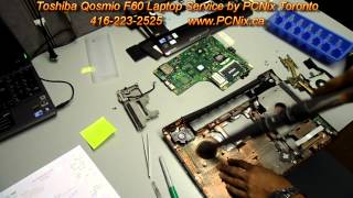 Toshiba Qosmio F60 Repair by PCNix Toronto 4162232525 [upl. by Maclay896]