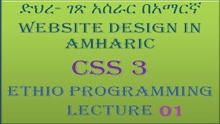 Lecture 1 website css Introduction Programming Tutorial in Amharic  በአማርኛ [upl. by Tnerual]