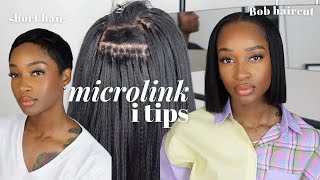 Microlink Hair Extensions on Short Hair 😱 Bob Haircut  Ywigs [upl. by Sirod]