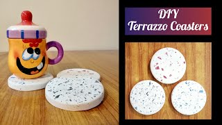 Make Terrazzo Coasters at Home using White Cement  DIY Terrazzo Coasters  Daily Art [upl. by Trow]