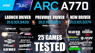 ARC A770 16GB Launch Driver VS Previous Driver VS New Driver  R97950X3D  1080p  25 Games Tested [upl. by Aelam]