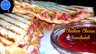 Grilled Cheesy Chicken Sandwich  Chicken Fajita Sandwich Recipe Chicken Vegetable Sandwich EatMor [upl. by Kella875]