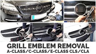 Mercedes Benz Grill Emblem Removal AClass CClass EClass CLS CLA [upl. by Alamat]