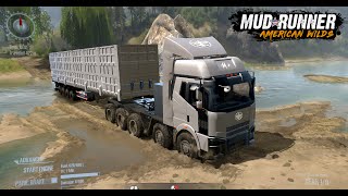 Spintires MudRunner  MAN 6x6 Timber Truck Offroad Driving through Forest and Hilly Roads [upl. by Ahsak]