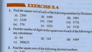 Class 8th maths l Exercise 54 l part2 l Chapter 5 l NCERT l Cbse l Solution l Square and square roo [upl. by Astrea177]