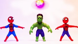 HomemAranha Hulk e Relâmpago Marquinhos se divertem dançando disco  Stop Motion para as criança [upl. by Anirehtak]