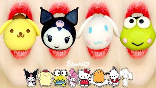 ASMR MUKBANG SANRIO FRUITS RICE CAKE MOCHI KUROMI CINNAMOROLL MY MELODY EMOJI FOOD EATING SOUNDS [upl. by Ahola155]