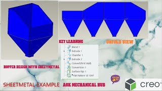 Hopper Design in Sheetmetal Creo [upl. by Nolos]