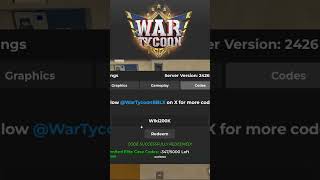 Roblox War Tycoon NEW Codes [upl. by Sualkin720]