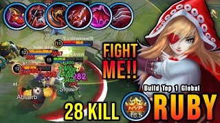 28 Kills Unli LifeSteal Build Ruby Offlane Monster  Build Top 1 Global Ruby  MLBB [upl. by Neehcas]