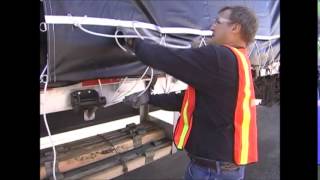 Flatbed 101 How to Tarp A Load Part 5  Tarp Tie Down [upl. by Ahsilrac]