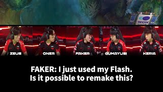 ENGSUB T1 vs DK ingame pause comms FULL version  Faker Flash [upl. by Hatch778]