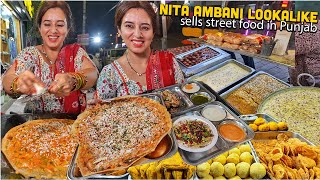 Nita Ambani Lookalike sells Indian Street Food In Punjab 😍 Napoli Pizza Dosa Black Dahi Bhalla Appe [upl. by Busiek938]