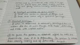 Absolute Privilege Defamation Defences Tort  5th Sem Part 16 [upl. by Aldarcie582]