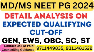 Neet PG 2024 Detail Analysis on Expected Qualifying Cutoff Gen EWS OBC SC ST [upl. by Raul]