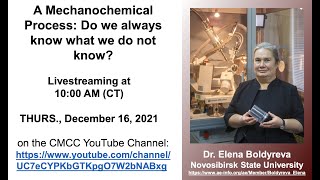 Dr Elena Boldyreva  A Mechanochemical Process Do We Always Know What We Dont Know [upl. by Trinity]