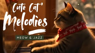 Bossa Nova Jazz Music with Cute Cat 🎹 Cozy Christmas Piano amp Snowfall for a Relaxing Winter Mood [upl. by Aihsik671]