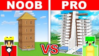 NOOB vs PRO MODERN SKYSCRAPER HOTEL HOUSE Build Challenge in Minecraft [upl. by Ettezzus]