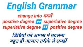 Change superlative degree into positive degree [upl. by Eittam883]