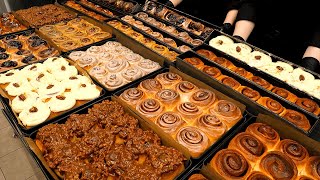 How to make various flavor of Cinnamon roll  Korean Bakery  잠실 빵맛집 카페시나몬 [upl. by Egidio719]