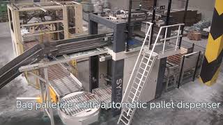 14805b Fertilizer SYMACH Bag Filling and Palletizing systems 15kg poly bags overview [upl. by Lenes]