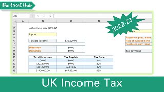 Calculate 202223 UK Income Tax  Using VLOOKUP In Excel [upl. by Sergo]