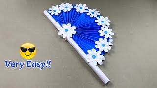 DIY paper craft how to make diy hand fan out of color papers  sb crafts [upl. by Samella]