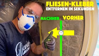 Fliesenkleber entfernen von Rigips Wand in Sekunden mit Winkelschleifer  Flex  Diamant deutsch [upl. by Etolas]