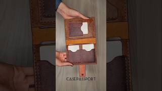 Leather case passport case cover DIY leather handmade tutorial passport leatheraccessories [upl. by Hnahym]