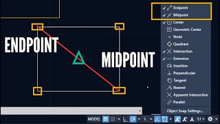 AUTOCAD  Configurando para pegar as pontas ENDPOINT e metade ponto do meio MIDPOINT [upl. by Heall199]