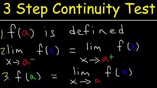 3 Step Continuity Test Discontinuity Piecewise Functions amp Limits  Calculus [upl. by Anazraf]