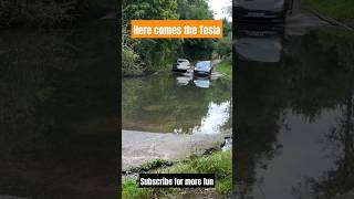 Here comes the tesla tesla in flood tesla flood automobile [upl. by Brindle]