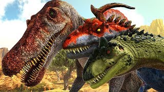 NOVO Divine Allosaurus Expulsando Espinossauros do Lago no Deserto Ark Survival Evolved [upl. by Fraya]