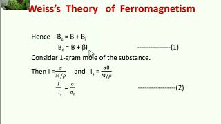 Weiss Theory of Ferromagnetism [upl. by Rimma]