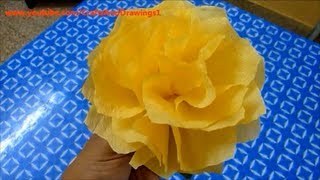 How to make a Tissue Paper Flower very easily Napkin Flower Making Tutorial [upl. by Skillern]