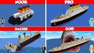 Minecraft Titanic HOUSE BUILD CHALLENGE  NOOB vs PRO vs HACKER vs GOD  Animation [upl. by Curr]