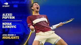 Alexei Popyrin vs Novak Djokovic Highlights  2024 US Open Round 3 [upl. by Frederich]